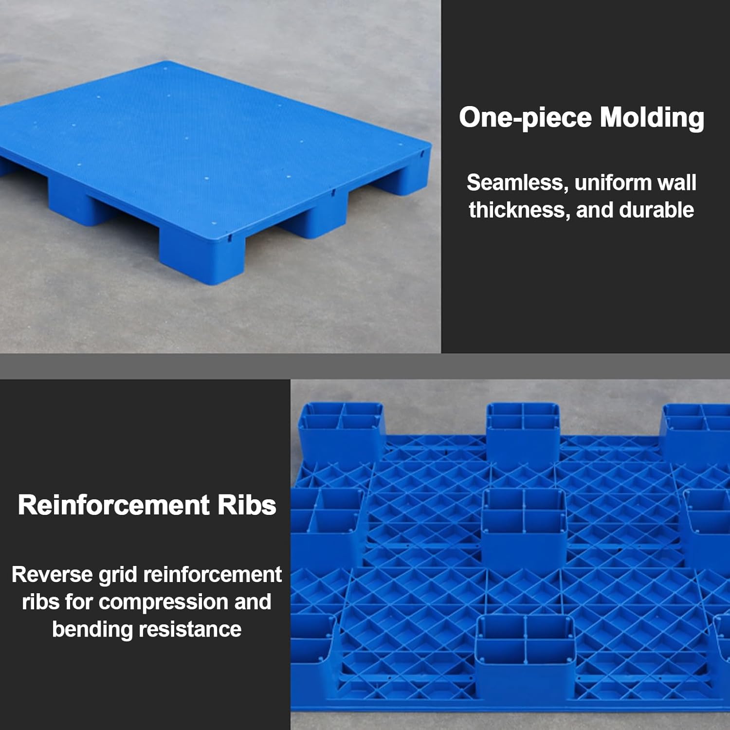 HDPE Lightweight Plastic Pallets, Moisture-Proof Plastic Pallets, Static Load Capacity 1100lbs, Non-Slip and Wear-Resistant, Stackable Goods, Cartons, Oil Drums(50 * 40 * 12cm/20 * 16 * 5in)