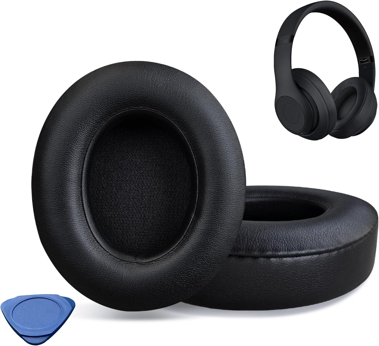 Replacement Earpads for Beats Studio 2 & Studio 3 Wired & Wireless Headphones, Ear Pads Cushions with Softer Protein Leather, Noise Isolation Memory Foam (Black)