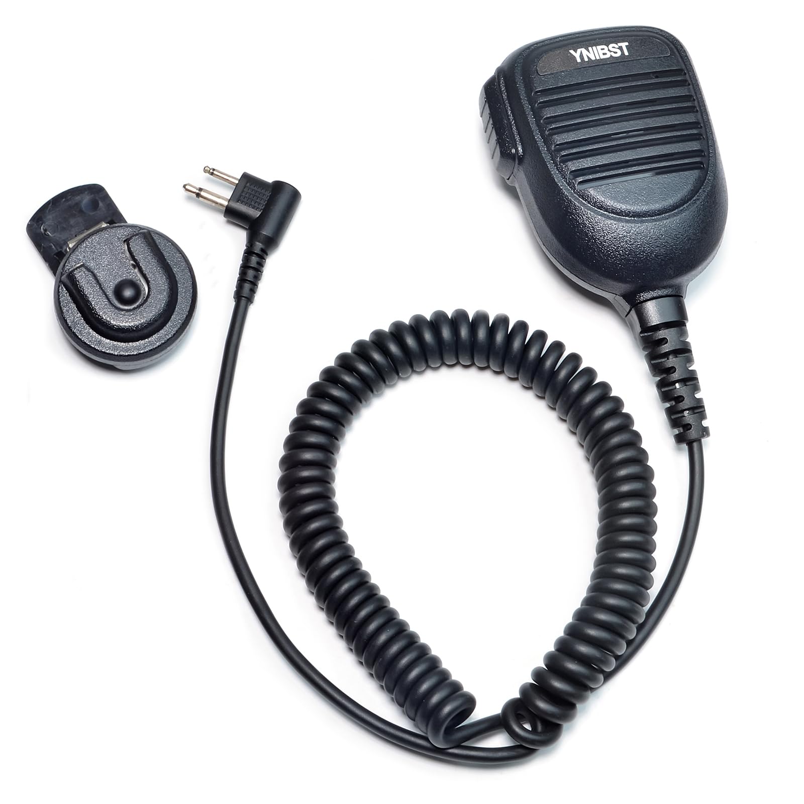 Microphone à Main 2 Broches Pour Talkie-walkie Motorola, Hytera, Midland - Câble PU 100 Cm - Clip Rotatif 360°