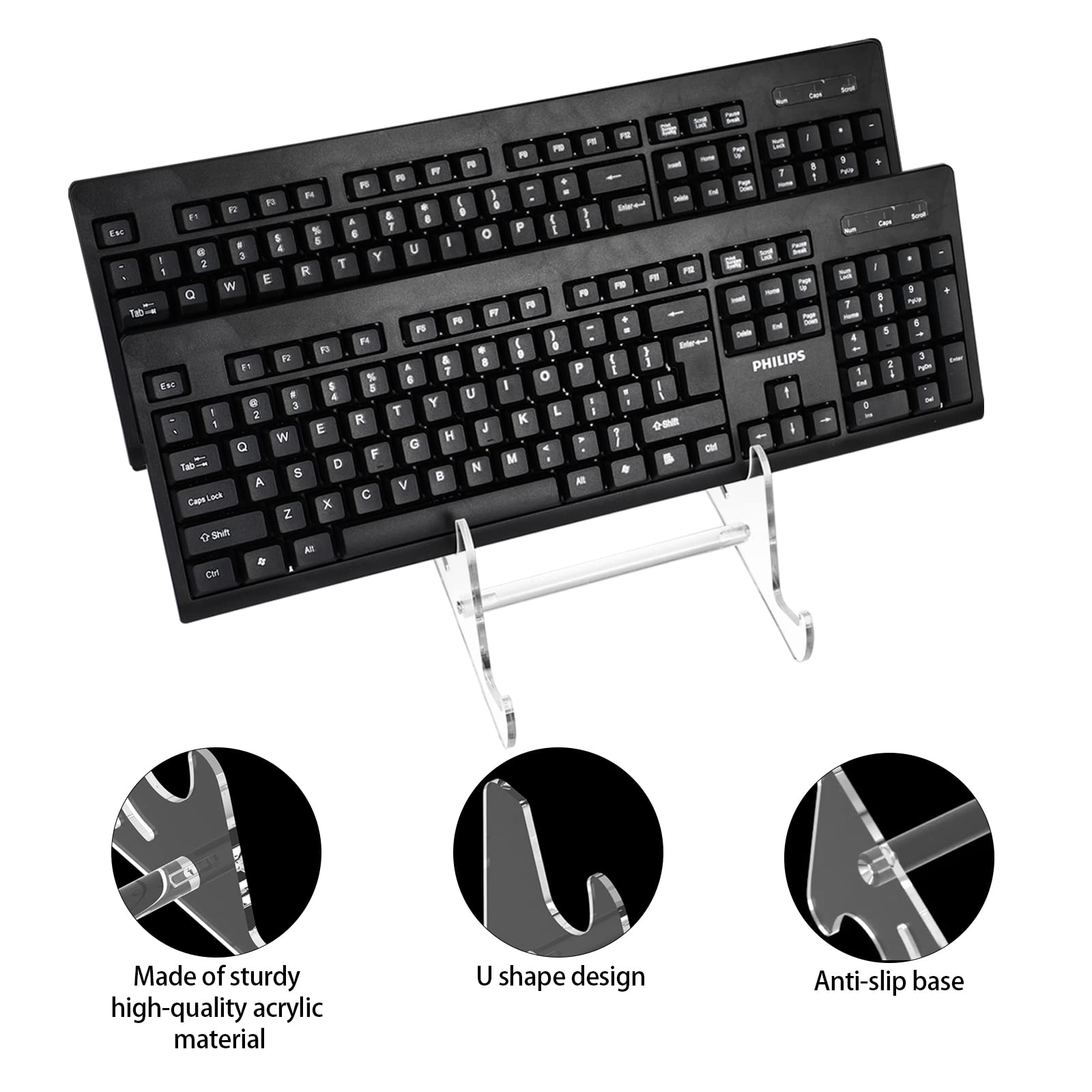 Acrylic Keyboard Mouse Storage Rack - 3-Tier Mechanical Keyboard Displ Stand Dustproof Desktop Holder Clear 748690