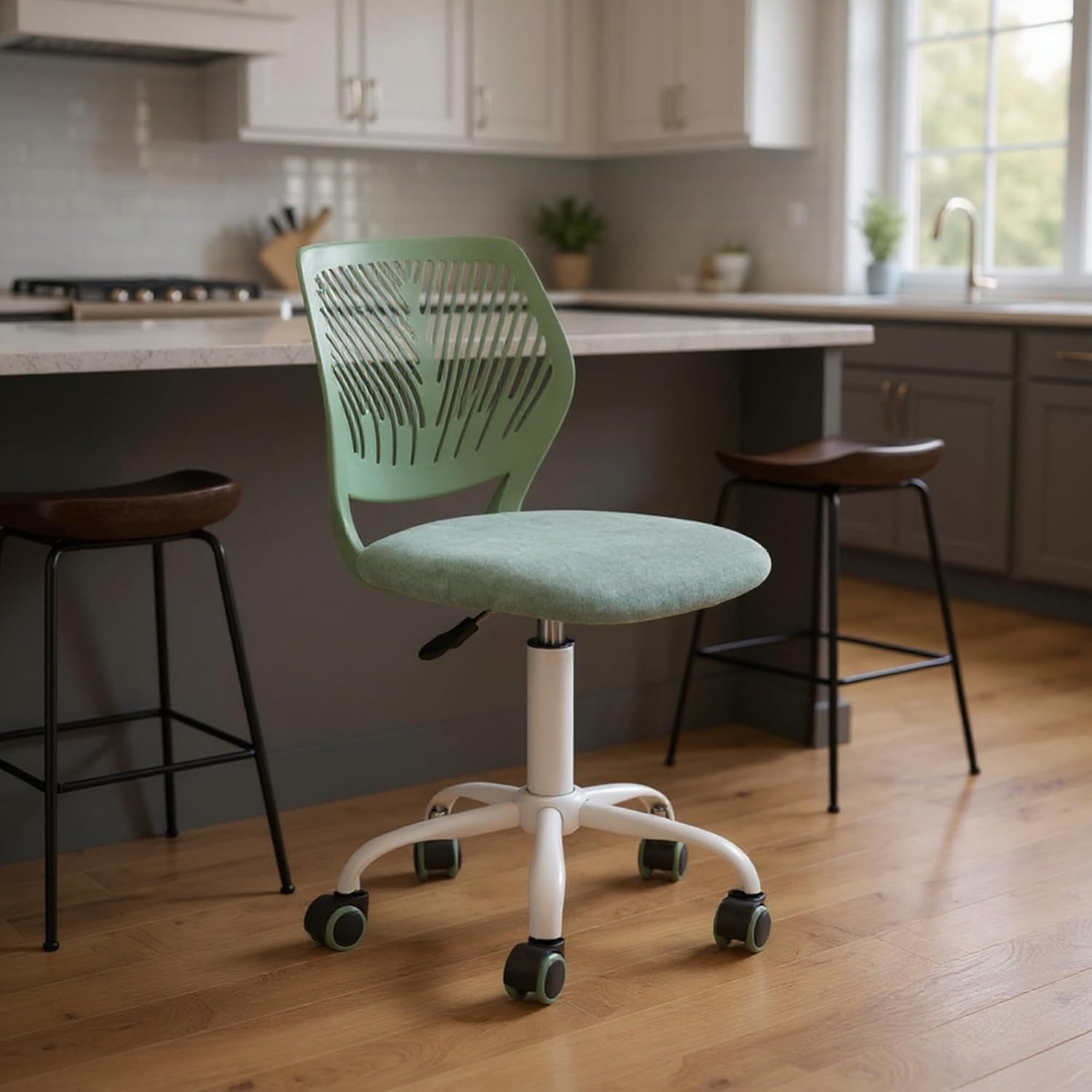 Homy Casa Ergonomic Adjustable Chair with Swivel Base and Cushioned Backrest for Kitchen Counter Dining Island and Home Lounge (Red)
