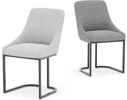 Miniatura 8 de COLAMY Juego de 2 sillas de comedor de cocina (gris claro), sillas tapizadas de tela con respaldo, sillas estables en forma de U para cocina, hotel,