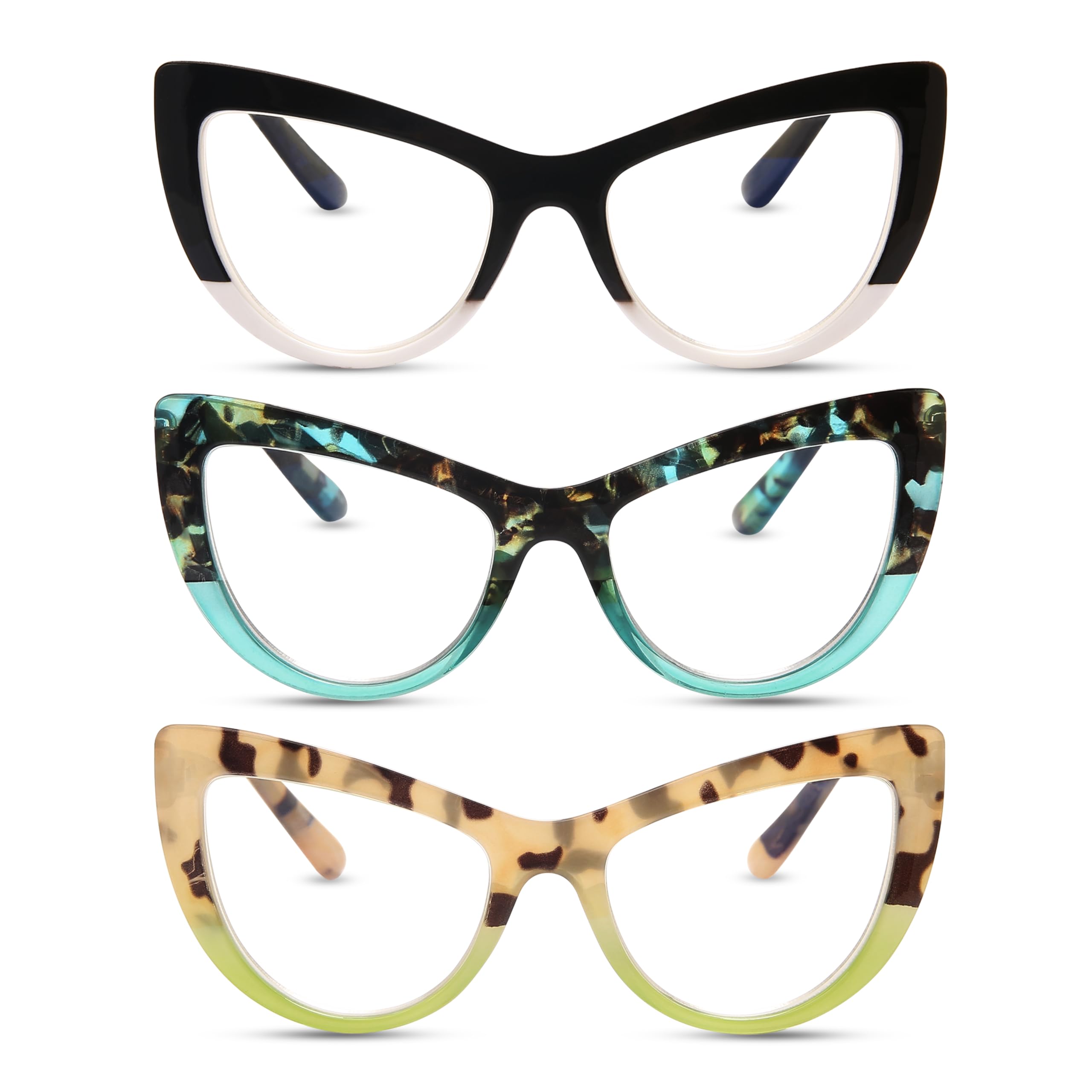 Dolarosey Oversized Cat Eye Reading Glasses Blue Light Blocking Computer Readers Fashion Women Designer Large Frame Glasses