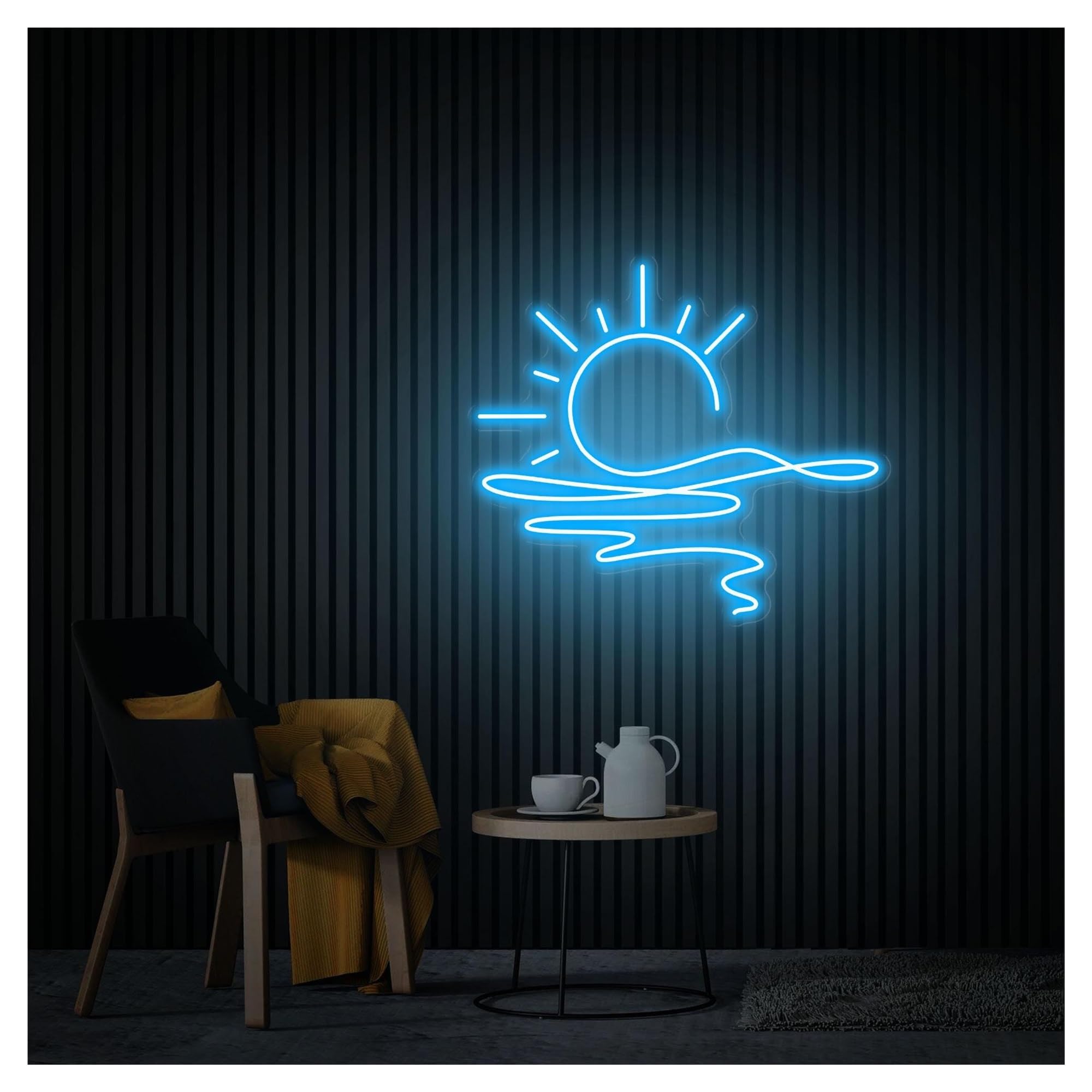 RONGCH Hanging Art Signs Sunrise Neon Sign,Suitable for Beach Shop Room Wall Decor with Dimmable 45cmx50cm(F)