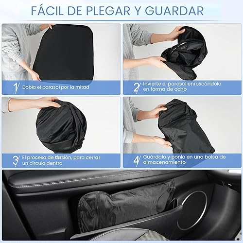 Miniatura 6 de SINGARO Parasol universal 300T para parabrisas de automóvil, plegable, reflectante para parabrisas y ventanas, con diseño superpuesto, accesorios