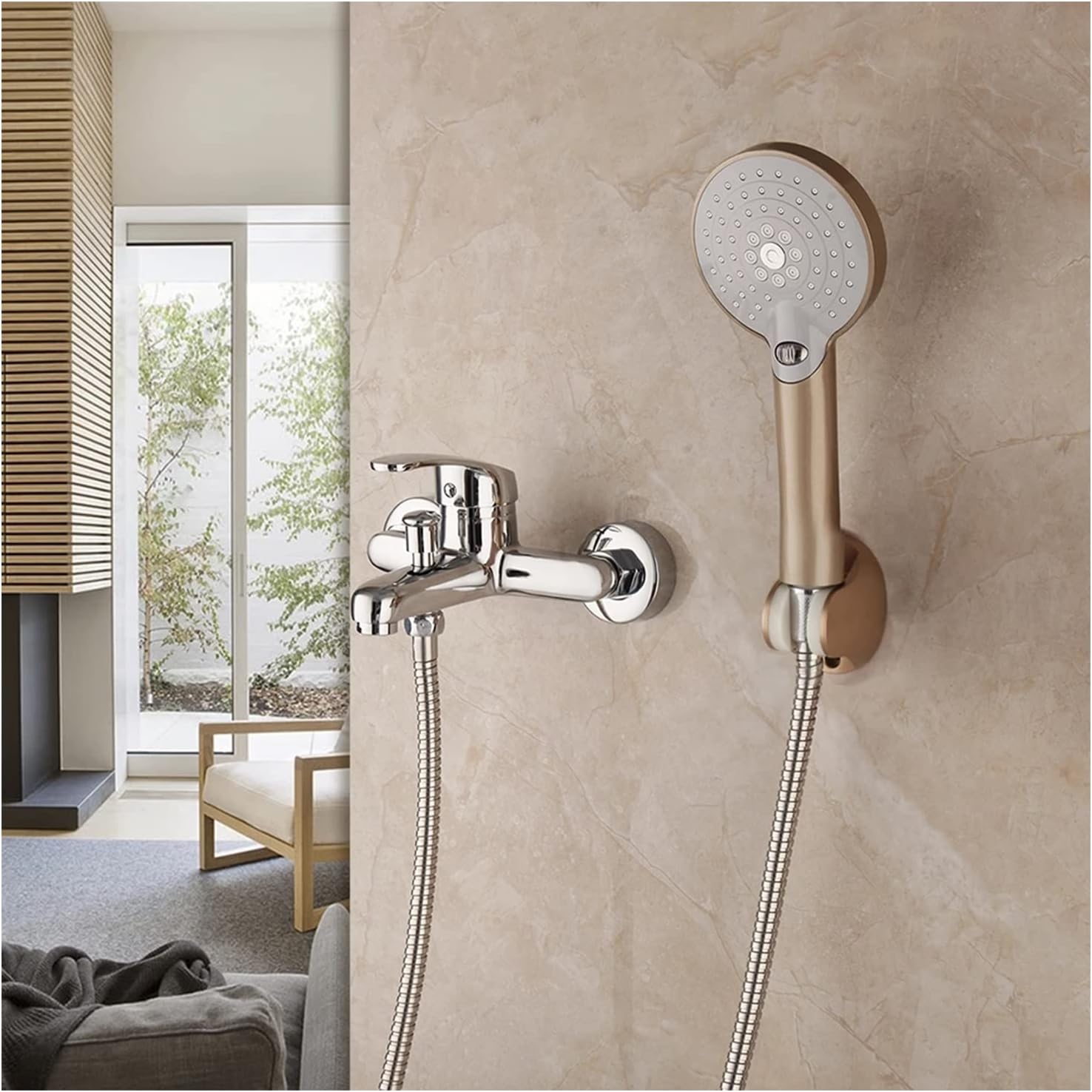 Bathtub Fittings Wall Mounted Bath Faucet with Hand Shower Bath Mixer