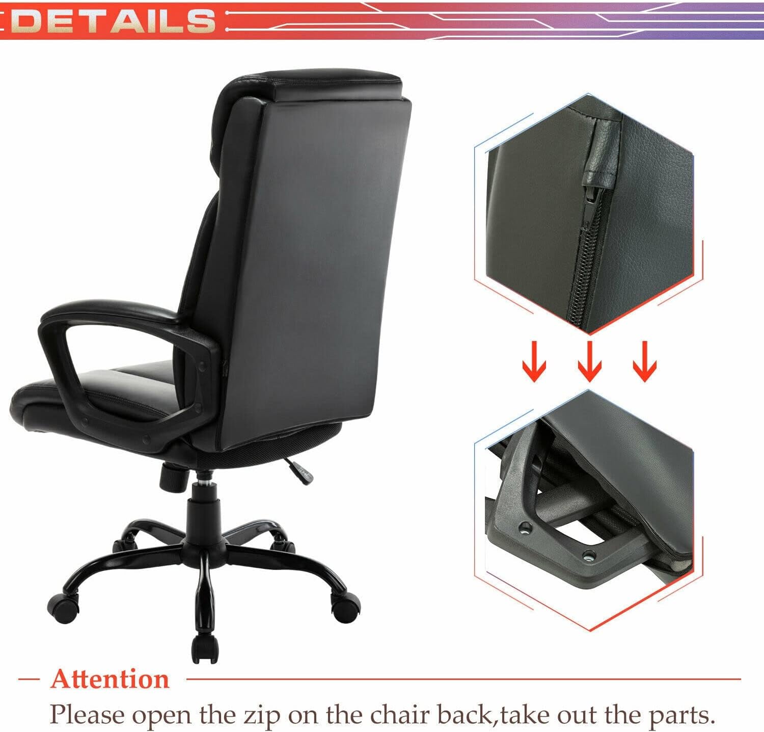 Office Chair High Back Office Chair Leather Swivel Task Chair Recliner with Rocking Function Desk Chair Gaming Chair
