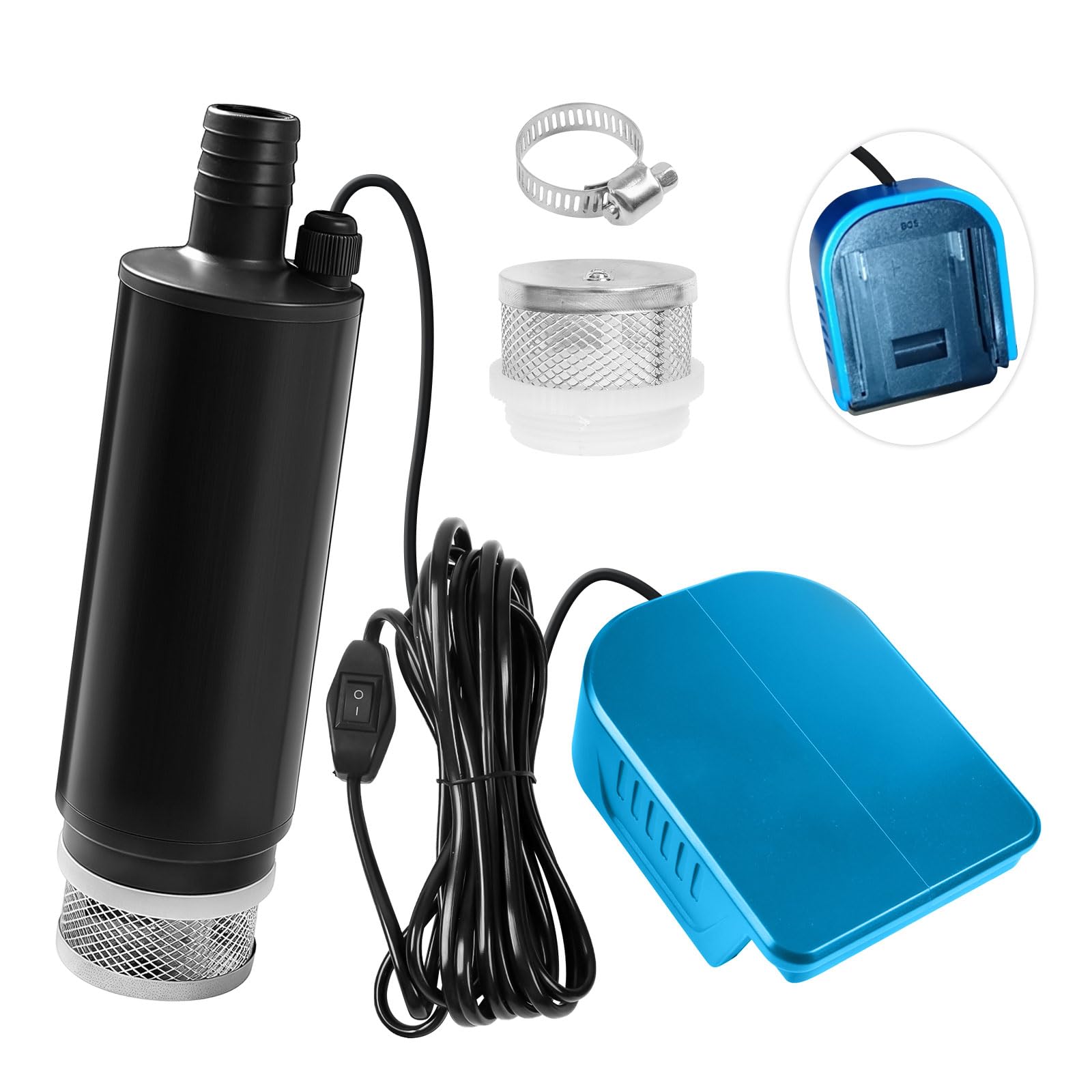 Bomba de agua sumergible a batería, compatible con batería Bosch de 18V, bomba de agua portátil con caudal de 475,5 GPH, bomba de elevación de agua de 15,1 pies para vaciar piscinas, para