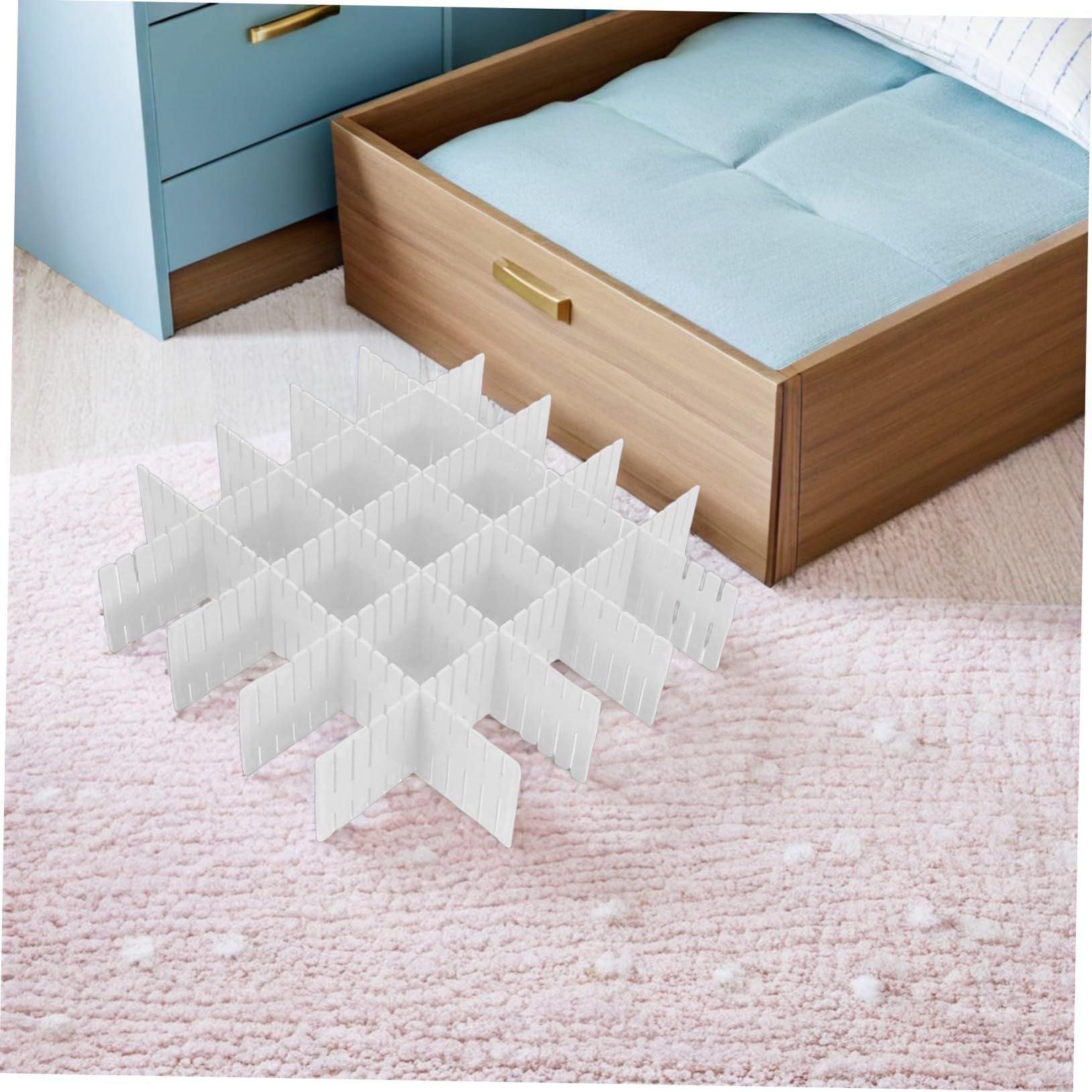 16 Stück Verstellbare DIY Schubladenteiler aus Kunststoff Flexibles Gitter-design für Unterwäsche Socken Kosmetik Platzsparende Aufbewahrung im Kleiderschrank und Büro