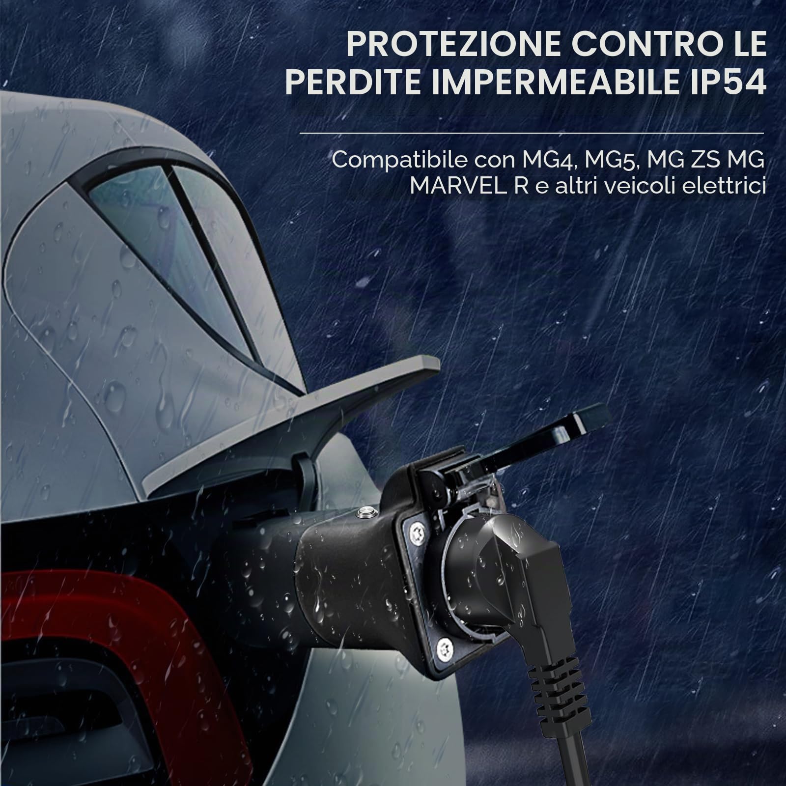 VOBOR Adattatore V2L per EV Tipo 2 a Schuko 3.5 KW 16A 220V da Veicolo a Carico, Compatibile con MG4, MG5, MG ZS, Acqua e Antipolvere (Contenente Ferro)