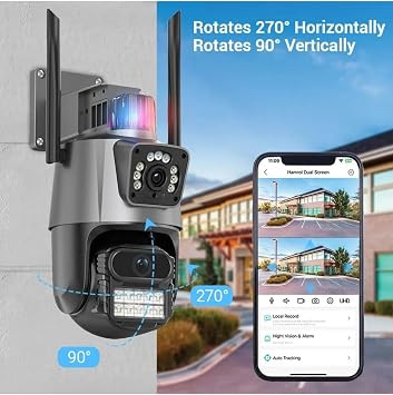 Yeni 4K Ptz Wifi Ip 8Mp Kamera  ift Lens A  Hareket Alg lama Anti-H rs zl k Sirenli Ak ll  Kamera