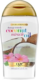 OGX Extra Strength Damage Remedy Coconut Miracle Oil: Penetrating Anti-Frizz Treatment for Dry, Coarse Hair, 3.3oz Paraben-Free