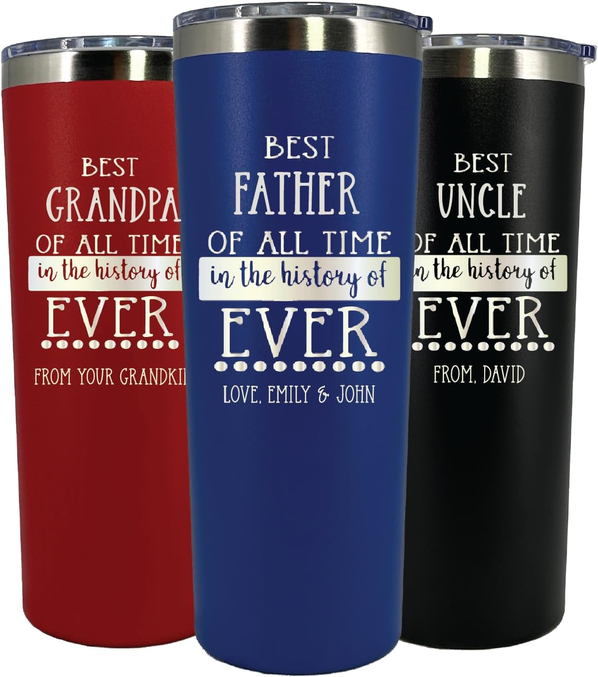 AVITO Personalized Dad Tumbler - Laser Engraved - Vacuum Insulated - Stainless Steel - 30 oz Tumbler with Lid - Best Dad Ever Cup