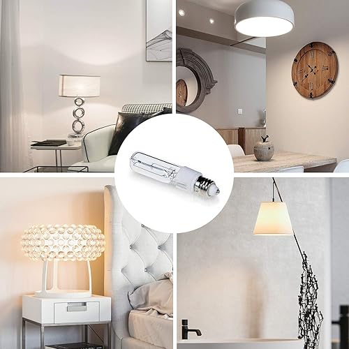 Miniatura 5 de Paquete de 4 bombillas halógenas regulables JDE11 de 120 V 75 W T4 con base de candelabro blanco cálido para candelabros, ventilador de techo,