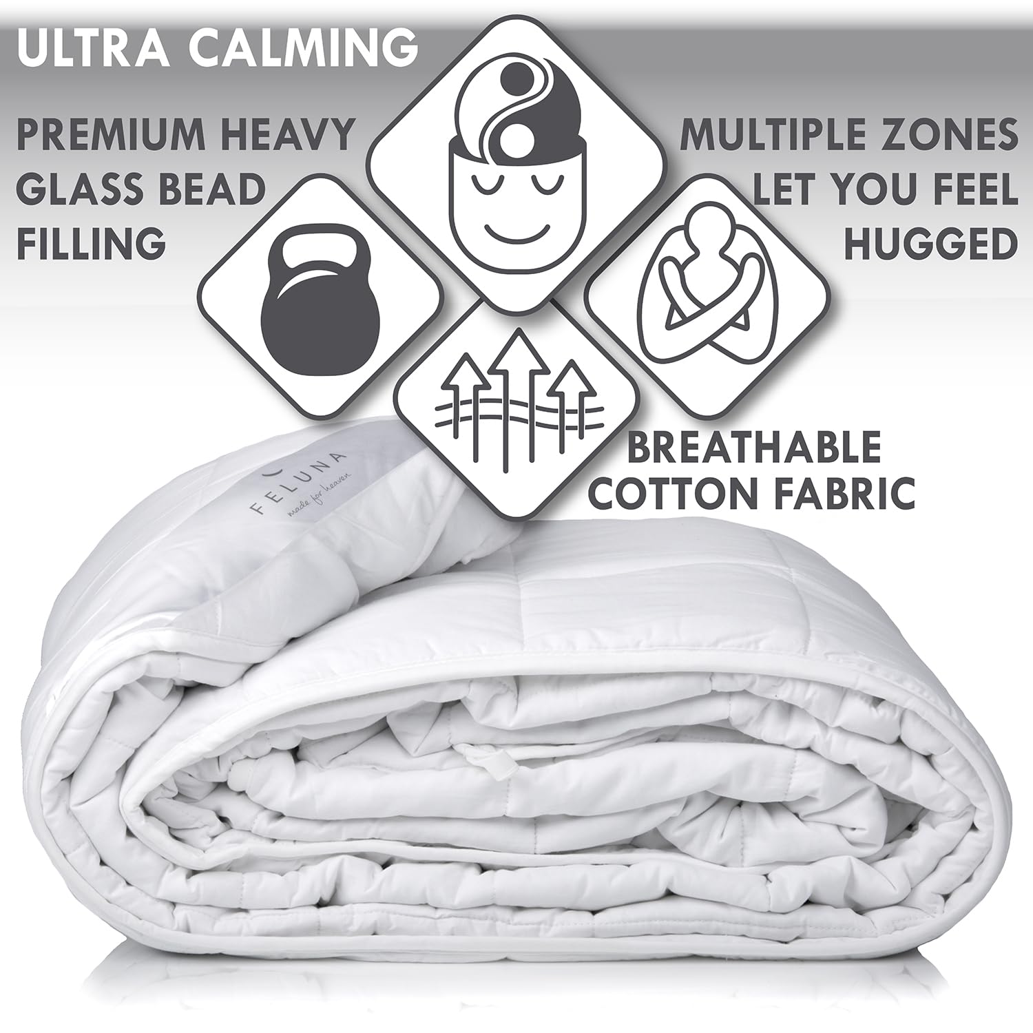 Feluna® Manta Pesada 8 kg, 155x200 cm - Manta de Peso para Dormir | Manta con peso para ansiedad y sueño - 7 capas transpirables - algodón 100% - sin pelusas
