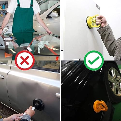 Miniatura 2 de WFPOWER Levantador de mango con ventosa amarilla de 5 pulgadas, removedor de abolladurasventosa de cristal resistente con ventosa pequeña