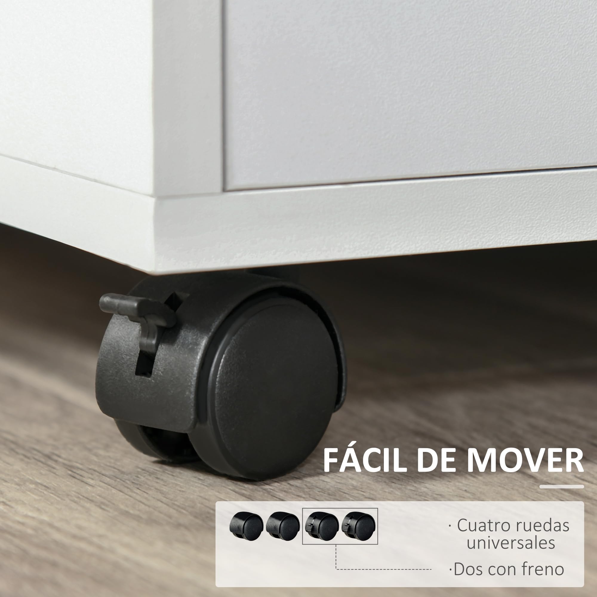 HOMCOM Mueble con Ruedas para Impresora Armario de Oficina Multifuncional con Estantes con Amplio Espacio de Almacenaje 60x50x65,5 cm Blanco