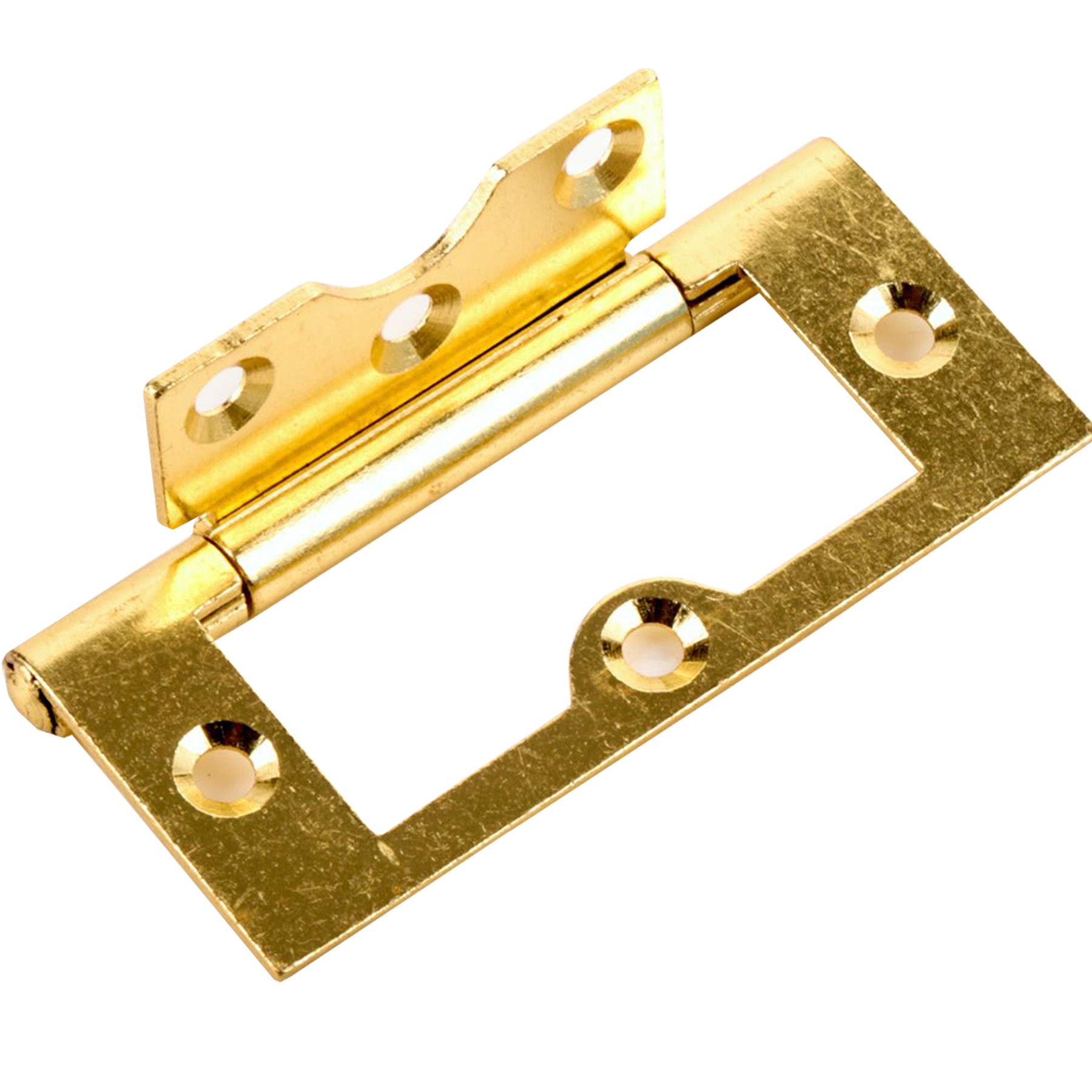 White Hinge Brass 10X 75Mm Flush Hinges - Cabinet/Cupboard Door Hinges