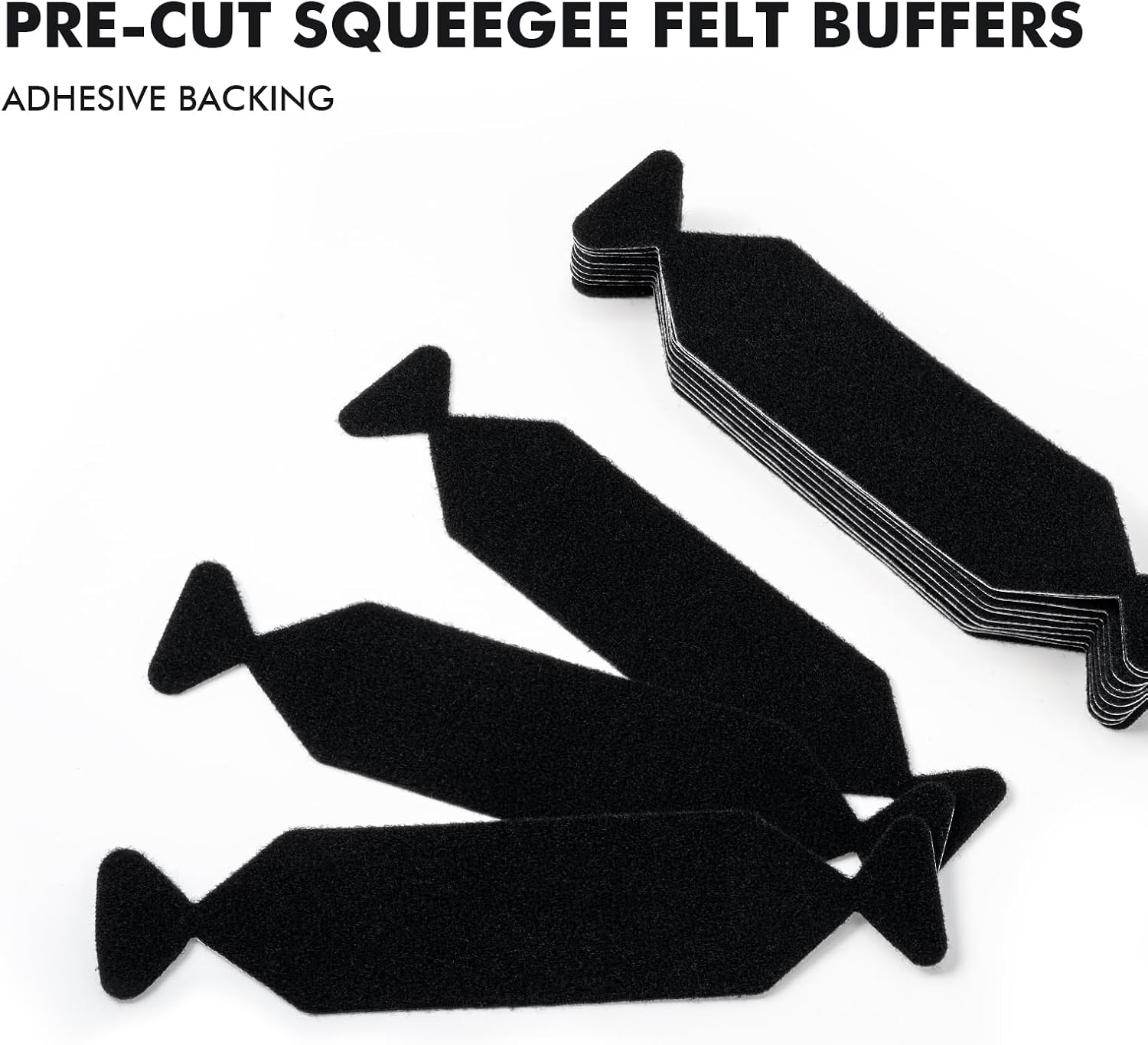 FOSHIO Pre-Cut 30PCS Squeegee Felts, Black Felt Tape with Adhesive Backing Fit 4-inchs Squeegee, Squeegee Buffer Sticky Felt Pads Vinyl Wrap Tools