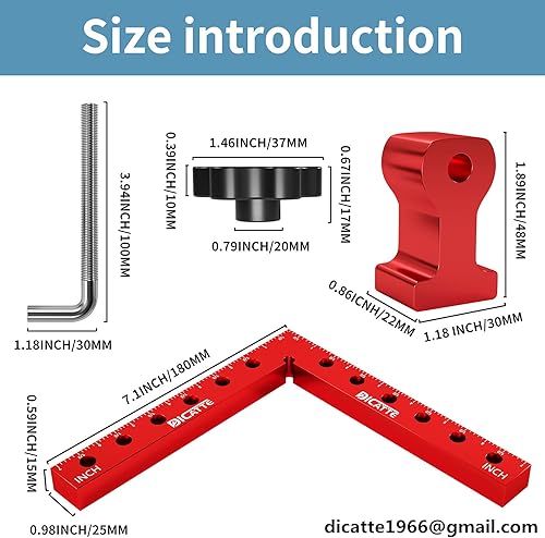 Miniatura 3 de Abrazadera cuadrada de ángulo recto de 90 grados de 7.1 x 7.1 pulgadas, herramienta de carpintería de aleación de aluminio, 4 abrazaderas de ángulo