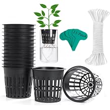 ORIMERC 15 Pack 4 inch Net Cup Pots with 15 feet Hydroponic Self Watering Wick for Aquaponics Buckets Insert Orchid Kratky Vegetable Garden Gardening Growing Netted Baskets Slotted Mesh Wide Lip Rim