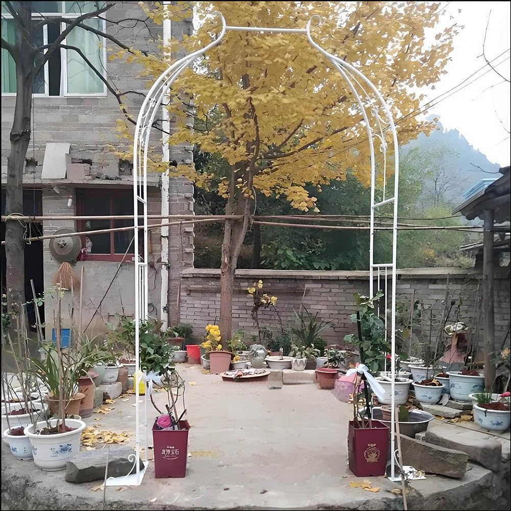 Outdoor Wedding Archway Trellis, Metal Pergola for Climbing Plants, 83" H x 32" W, Garden Arbor for Ceremony & Party Decoration, Black & White Options