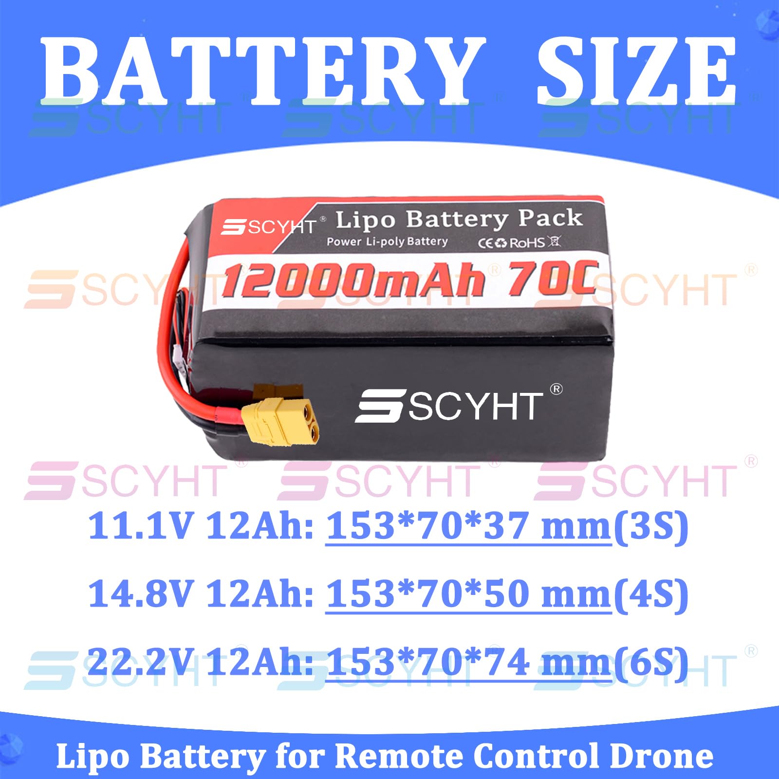 11,1 V 14,8 V 22,2 V Batteria droni 70C con BMS