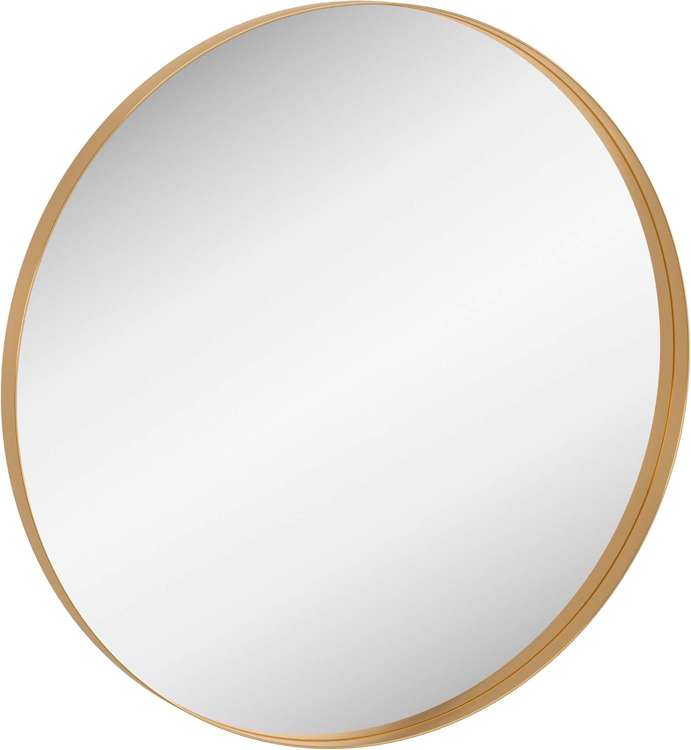 ZEEK 31.5" Gold Wall Mirror, Large Decor Bathroom Mirror Round Aluminum Thin Edge Frame Vanity Mirror, Entryway, Living Room, Bedroom