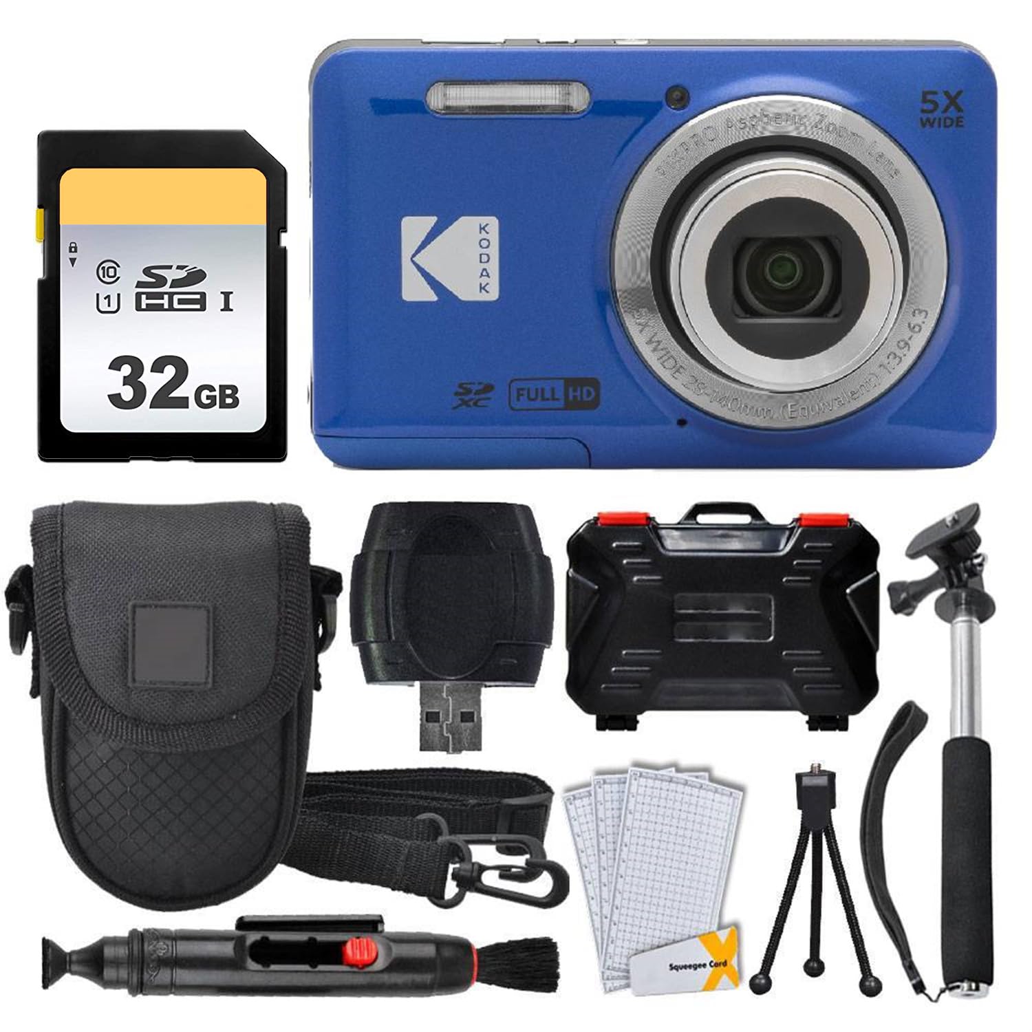 Amazon | Kodak PIXPRO FZ55 デジタルカメラ(ブルー) + 32GB メモリー