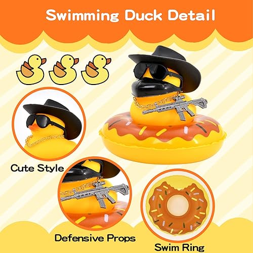 Miniatura 5 de Patos para automóviles pato de goma para tablero de automóvil, adornos de pato amarillo chirriante para automóvil, accesorios de tablero con mini