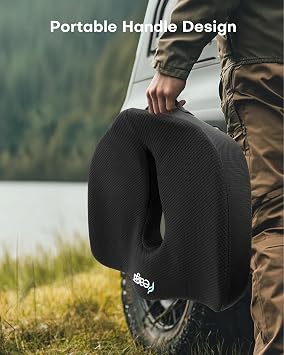 Feagar X Large Ergonomic Seat Cushion Memory Foam Seat Cushions for Office Chair, Car Seat and Wheelchair - Wedge Chair Pad for Hip & Lower Back Comfort Black