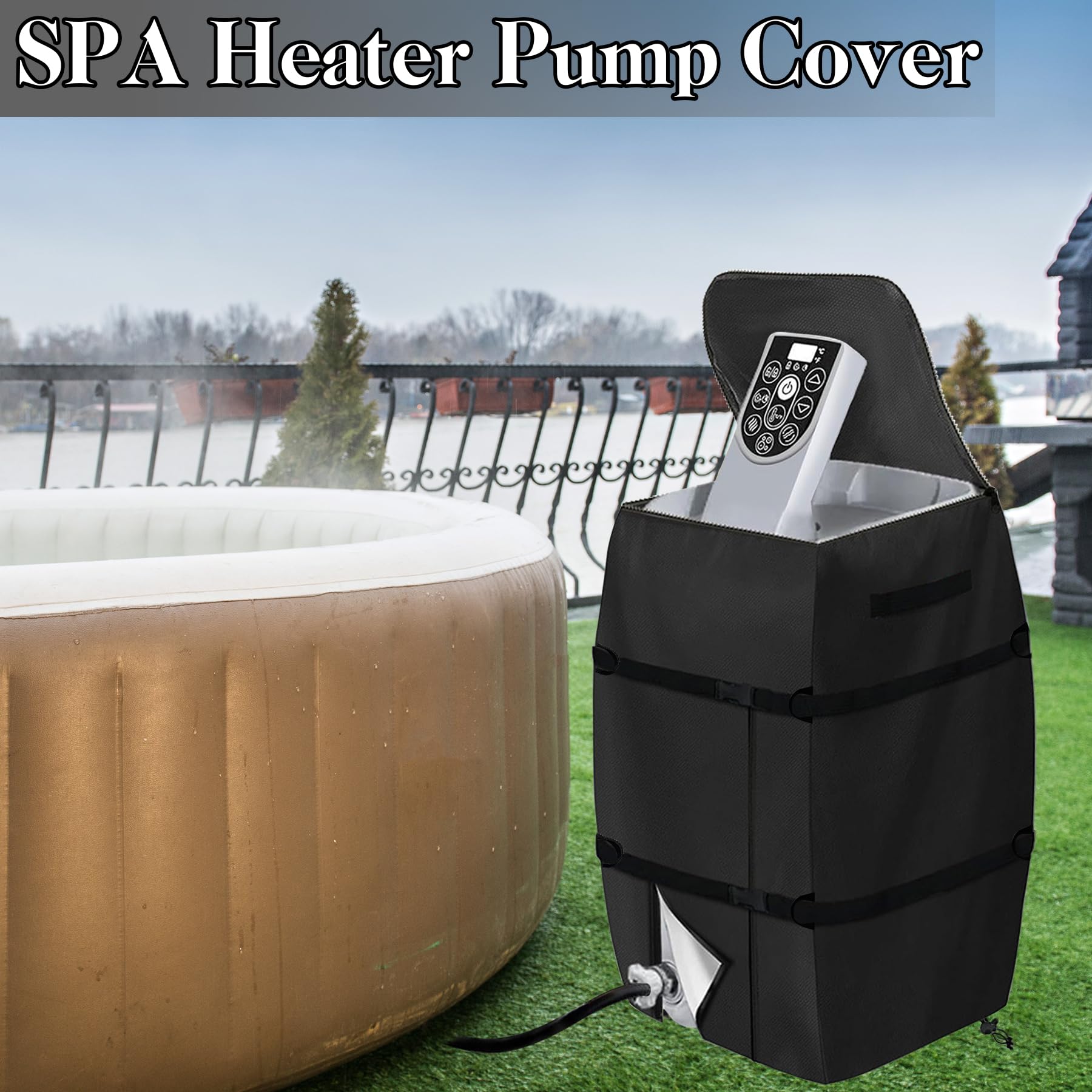 Heavy Duty Waterproof Hot Tub Pump Cover Fits Many Brands - 5
