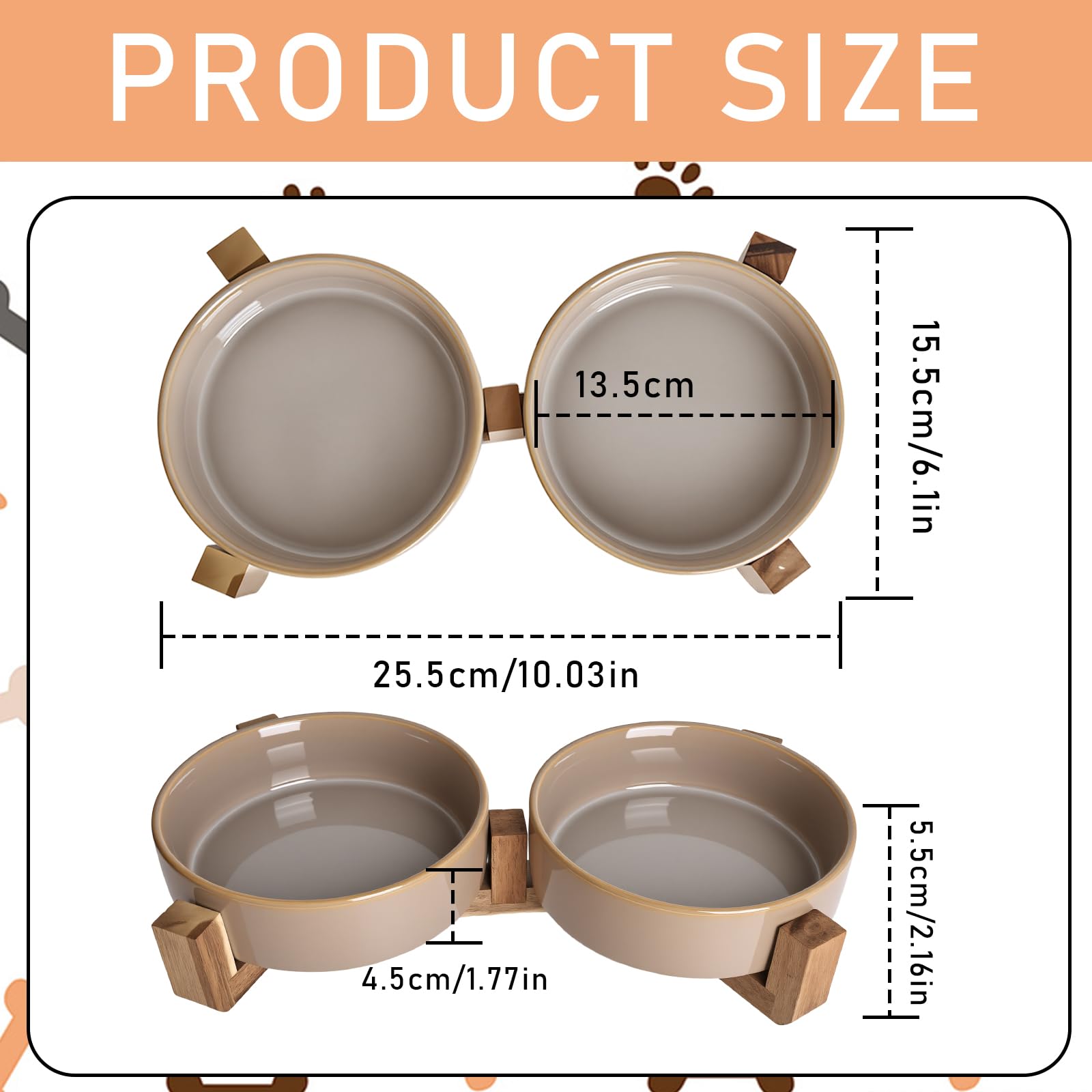 Ceramiczna miska dla psa, zestaw misek na karmę dla psa, podwójna miska na karmę dla psa z uchwytem, miska dla psa podwyższona, miska dla małych i średnich psów, stacja do karmienia