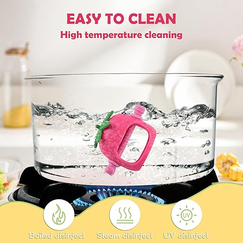 Miniatura 4 de Anboor Juguetes de dentición para bebés con clip, mordedores de silicona para bebés de más de 4 meses, mordedores de mano anticaídas, juguetes