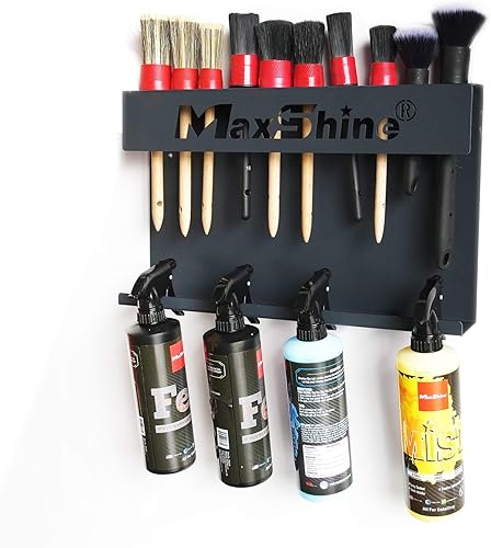 Miniatura 5 de Maxshine Soporte universal para botellas de cepillo y gatillo H06 | Organizador de pared con capacidad para 10 cepillos y 6 botellas de spray |