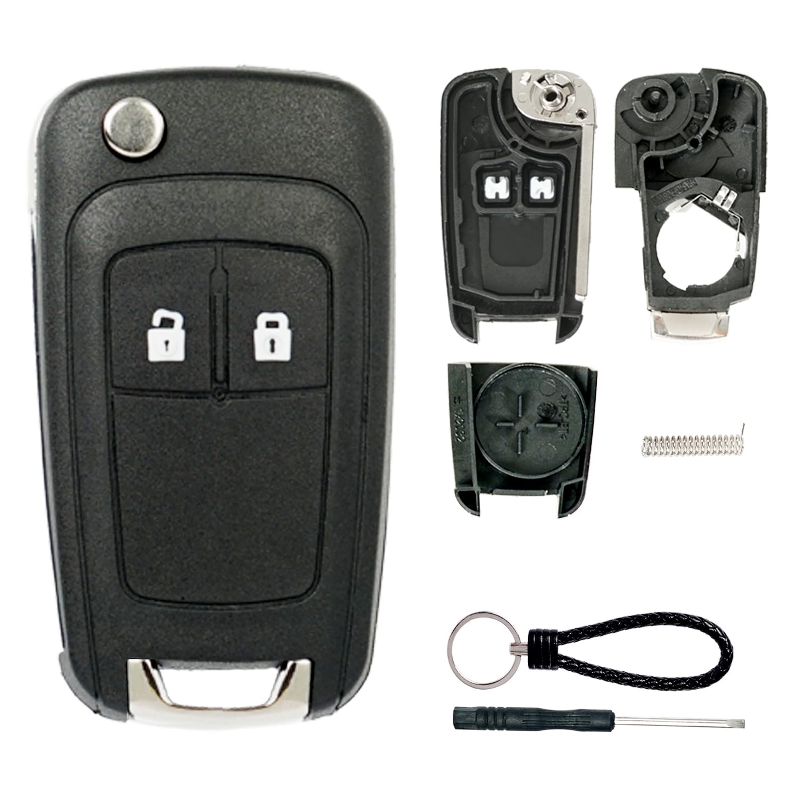 SUPALAND Guscio Chiave di Ricambio 2 Tasti Per Telecomando Auto Compatibile Opel Astra Adam Insignia Mokka Zafira Chevrolet Corsa D E Cascade Viva Karl