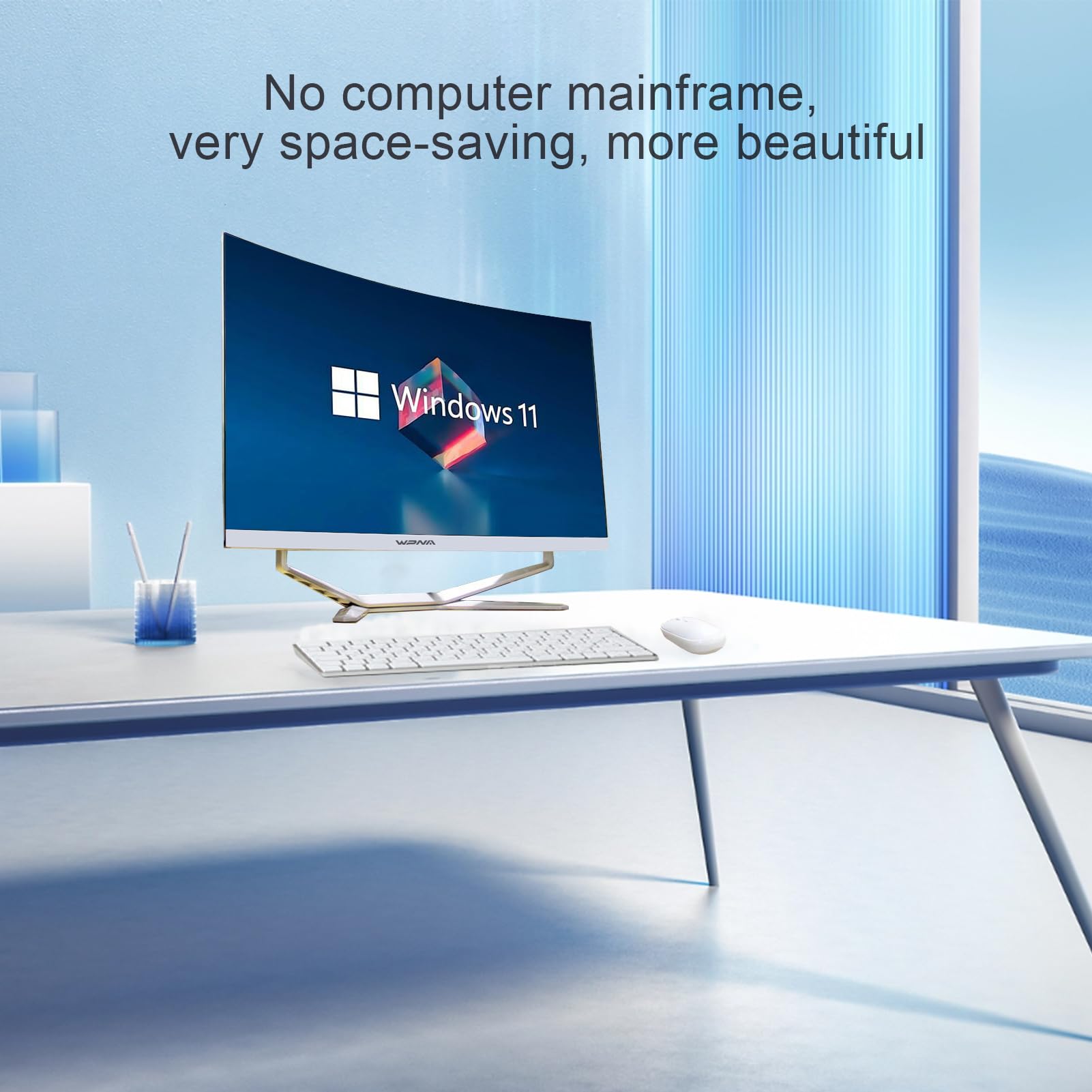 TPSPAD Computer all-in-one da 23,8 pollici FHD IPS Gaming Curvo 1800R, PC desktop Windows 11 Pro, processore i5 fino a 4,4 GHz, 16 GB di RAM, SSD 256 GB,Wi-Fi,tastiera QWERTY e mouse