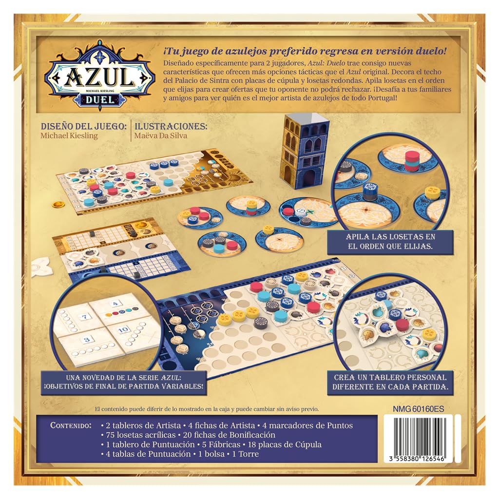Asmodee Azul Duel, Juego de Mesa Táctico y de Estrategia | Para Dos Jugadores con Diseño, Decora el Palacio de Sintra, A Partir de 10 Años, De 2 o más Jugadores, 45 Minutos, Español