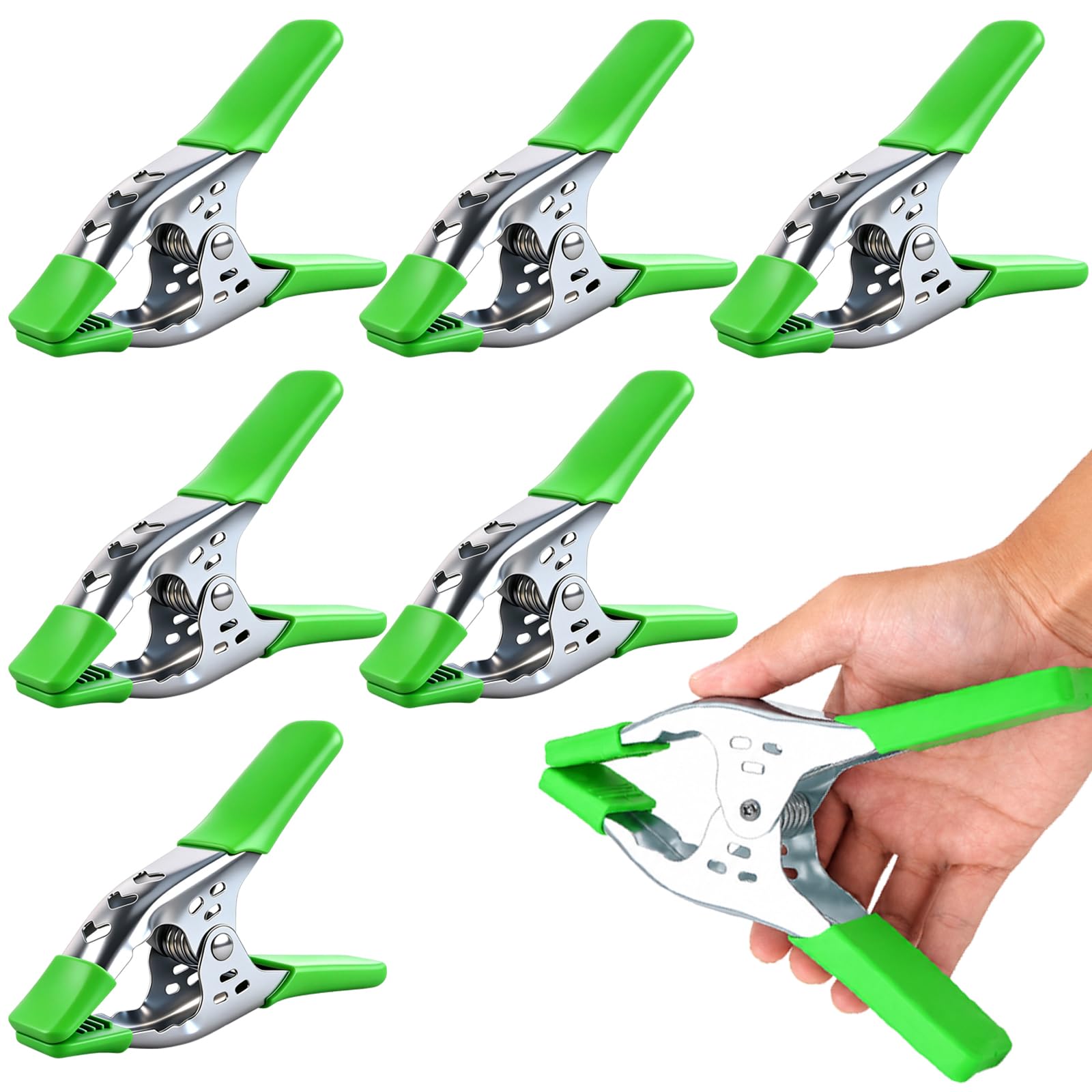 6-Piece 8-inch Heavy Duty Spring Clamp, Large Spring Clamps for Woodworking, Metal Clips 3.4-inch Jaw Opening Clamps for Backdrop, Pool Cover, Photography