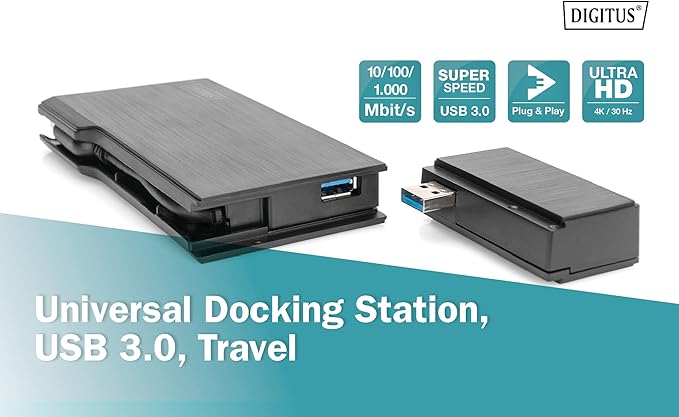 DIGITUS Universal Docking Station USB 3.0 7 Puertos 2X Video miniatura 2