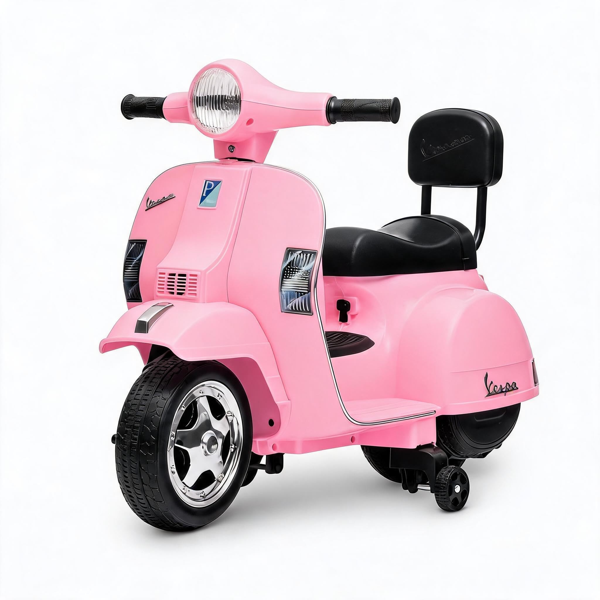Licensed Classic Vespa 6V Kids Electric Ride-on Scooter Motorcycle Pink