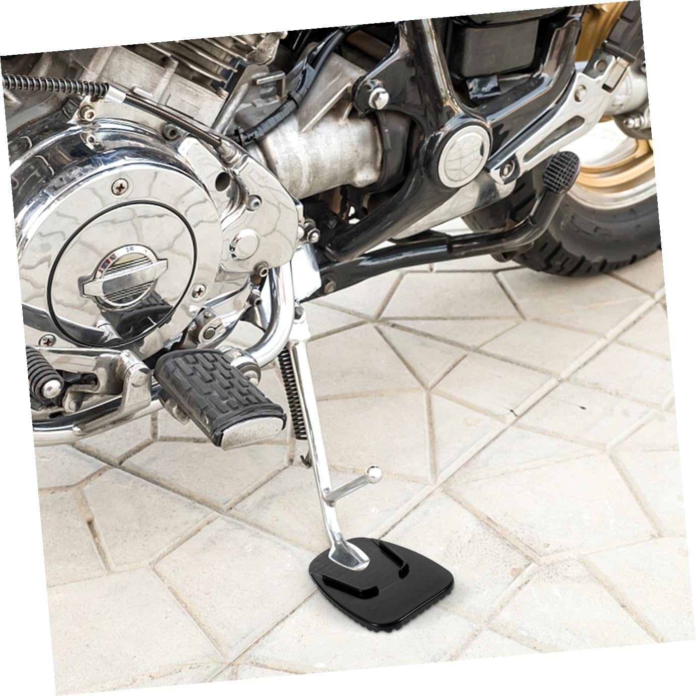 5Pcs Motorcycle Kickstand Cushions Lightweight Side Stand Mats for Safe Parking Grass Gravel Easy to Carry Motorcycle Accessories Black