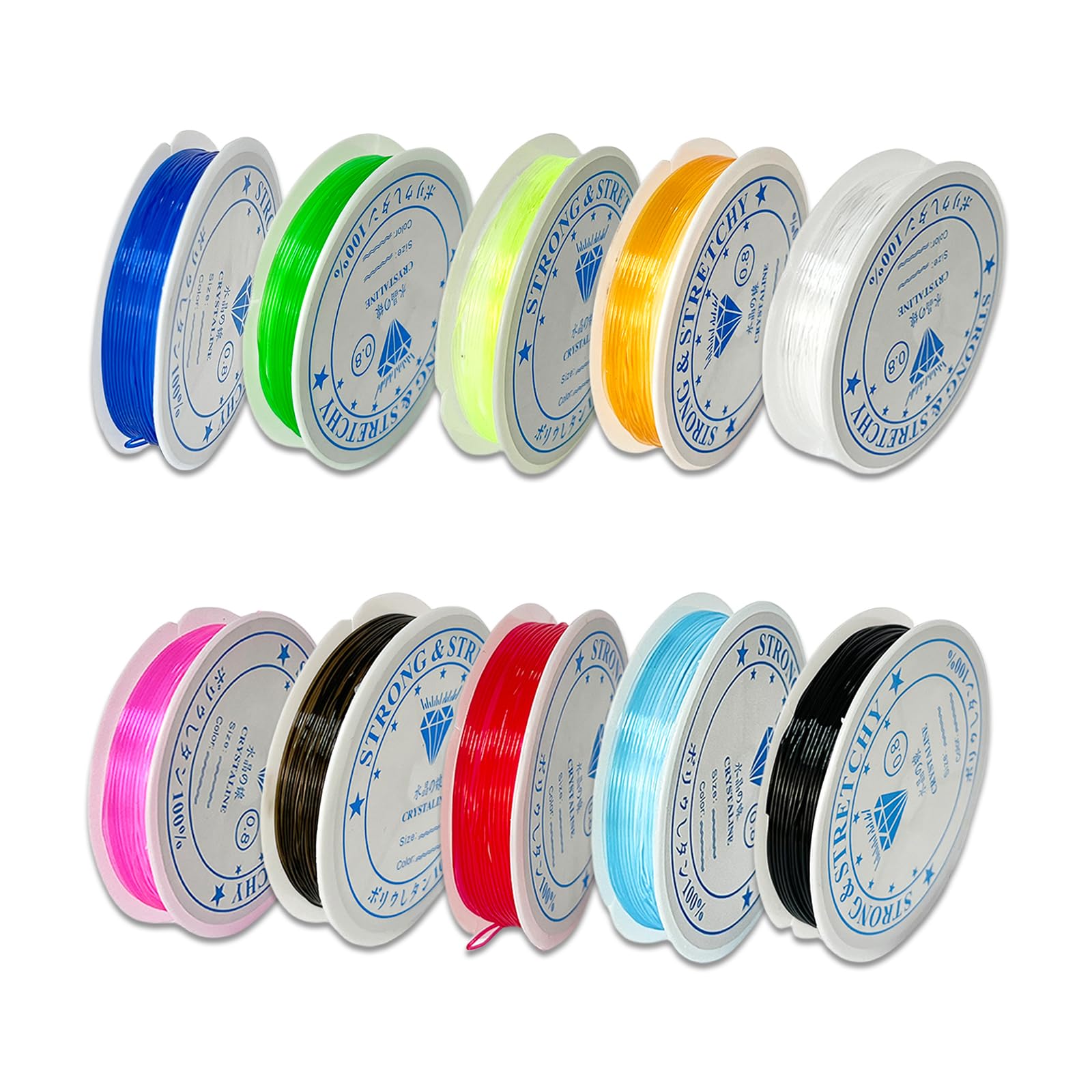 10 Colors Elastic String for Bracelets 0.8 mm, Stretchy String for Bracelets, Stretch Cord for Jewelry Making, Crystal String, Bead String, Clear Fishing Line for Necklace Beading Craft