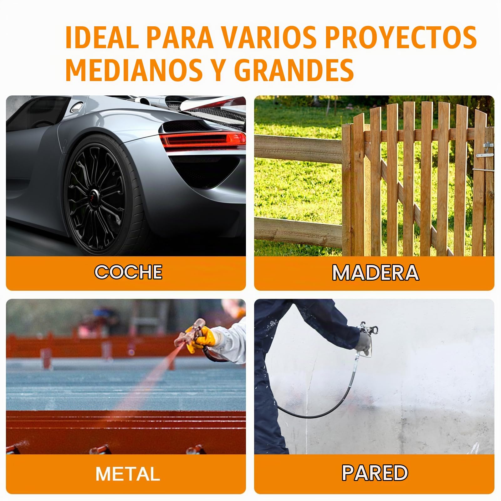 Pulverizador de Pintura sin Aire MAXXT|Alta presión de 226 Bar|200W|Caudal máx.1,6 l/min|Manguera de Alta presión de 7,5 m|Diseño Ligero de 6,7kg|para Pinturas al Agua y Barnices