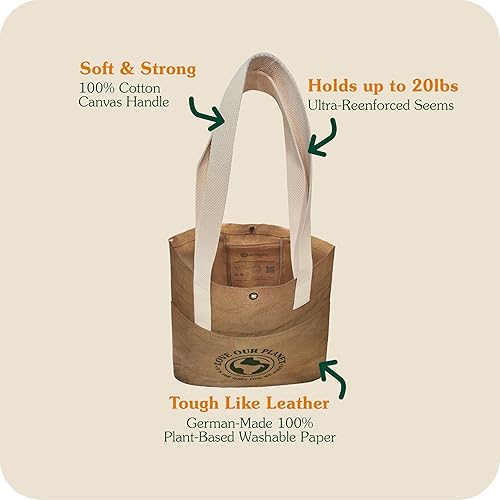 Miniatura 5 de Reusable Grocery Bag Large Sustainable Washable Paper Tote with Reinforced Seams. Foldable and Durable.