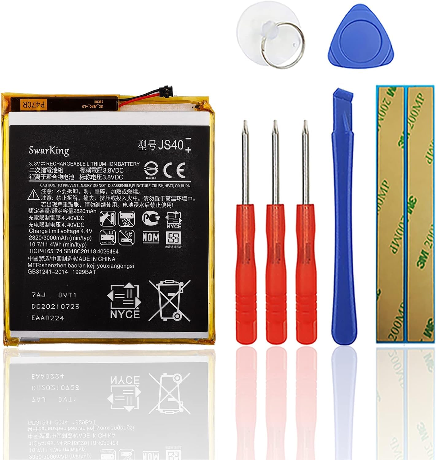 SwarKing Replacement Battery JS40 Compatible with Motorola Z3 Play/XT1929 with Toolkit