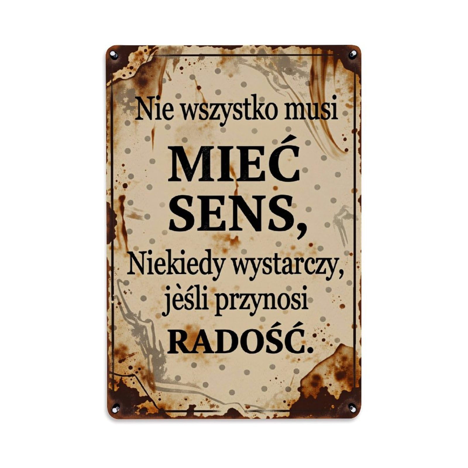 Lzwbntey Vintage Rusty Metal Sign With Polish Text Metal Tin Sign Retro Wall Decor For Home Bar Garage Cafe, Indoor & Outdoor Decorative Metal Poster, 8X12 Inch