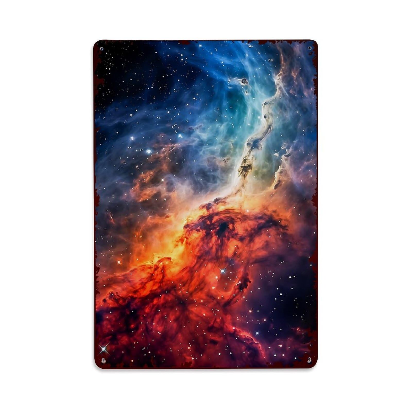 Bliveurn Vintage Cosmic Nebula Starry Sky Print Retro Metal Tin Sign, Metal Poster For Home, Gaming Room, Studio Workshop,Bar,Garage Wall Art Decor 8X12 Inch
