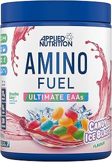 Amino Fuel - Amino Acids Supplement, EAA Essential Amino Acids Powder, Muscle Fuel & Recovery (390g - 30 Servings) (Candy Ice Blast) (New)