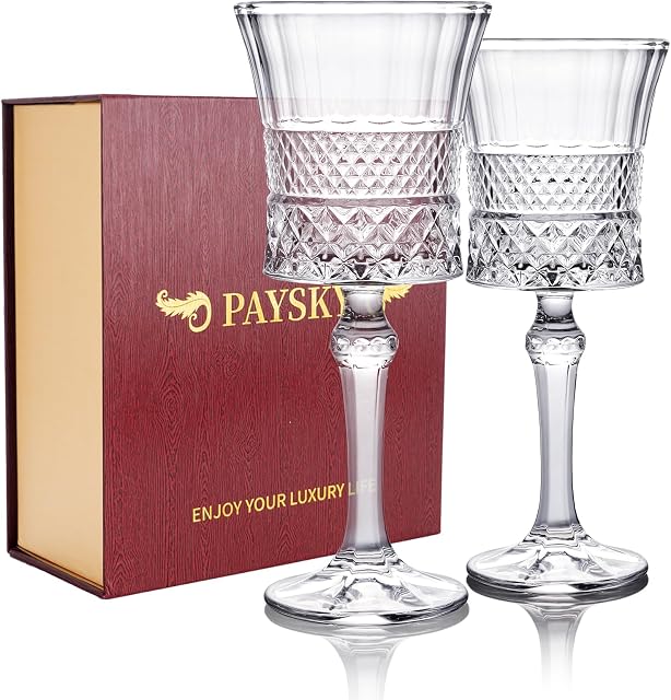 Verres à vin de cristal avec boîte luxueuse pour les femmes ou les hommes, verre de vin de verre en verre, adapté pour le jour de mariage, la fête du père, Noël, enseignant